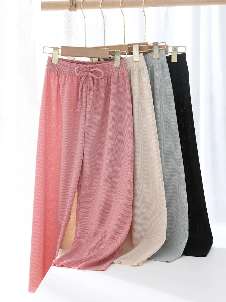 Kids Clothes for Teen Girls Pink Pants 2 To 12 Year Fashion 2022 Summer Green Casual Wide Leg Pants Children Loose Cool Trousers