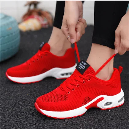 Women Platform Sneakers 2023 Red Height Increasing Sport Casual Running Shoes Femme Spring Mesh Walking Shoes Feminino Zapatos