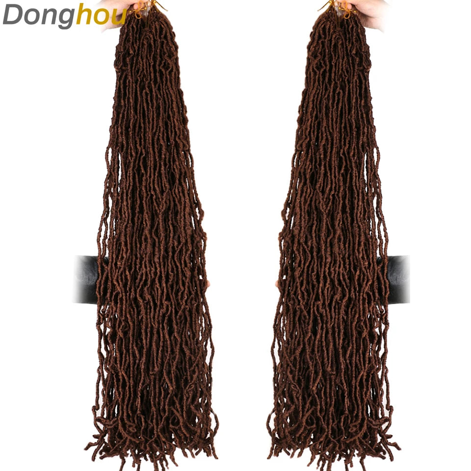 Long Goddess Faux Locks Crochet Braids Brown Blue 1B 30 350 Soft Locs Braiding Hair Synthetic Faux Locs Crochet Hair Extensions