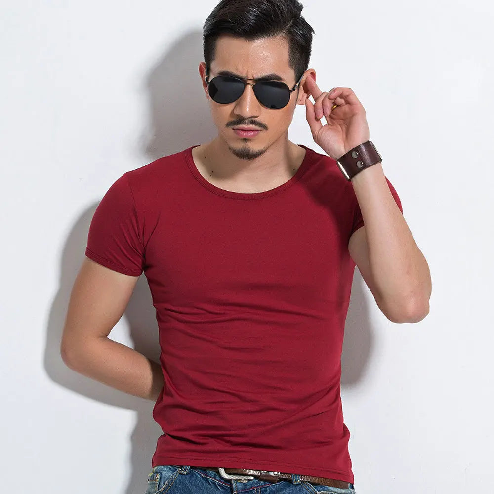 Men's T Shirt Short Sleeve Men T-Shirt O-Neck Slim Solid Color Half Sleeved Man Tops Tee Shirt 2026 MRMT Men T Shirt Clothing