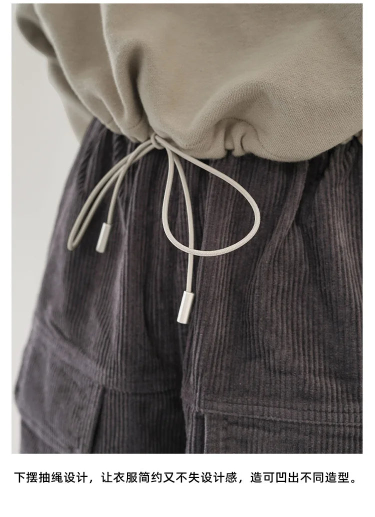 100% Cotton Women's Drawstring Sweatshirt Autumn New Casual Solid Long Sleeved Korean Fashion Streetwear Female Pullover