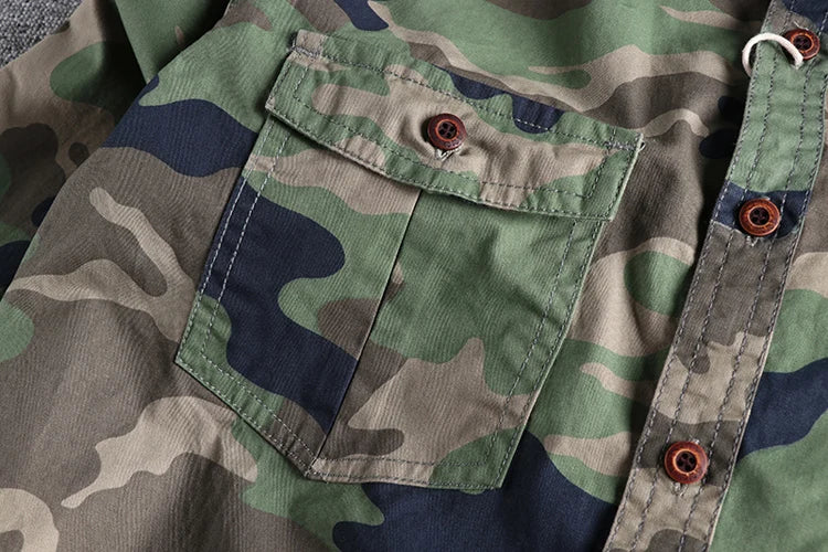 [24hour Fast Shipping] Men Camouflage Cargo Shirts High Quality Durable Outdoor Hiking Sport Daily American Style Casual Camicia