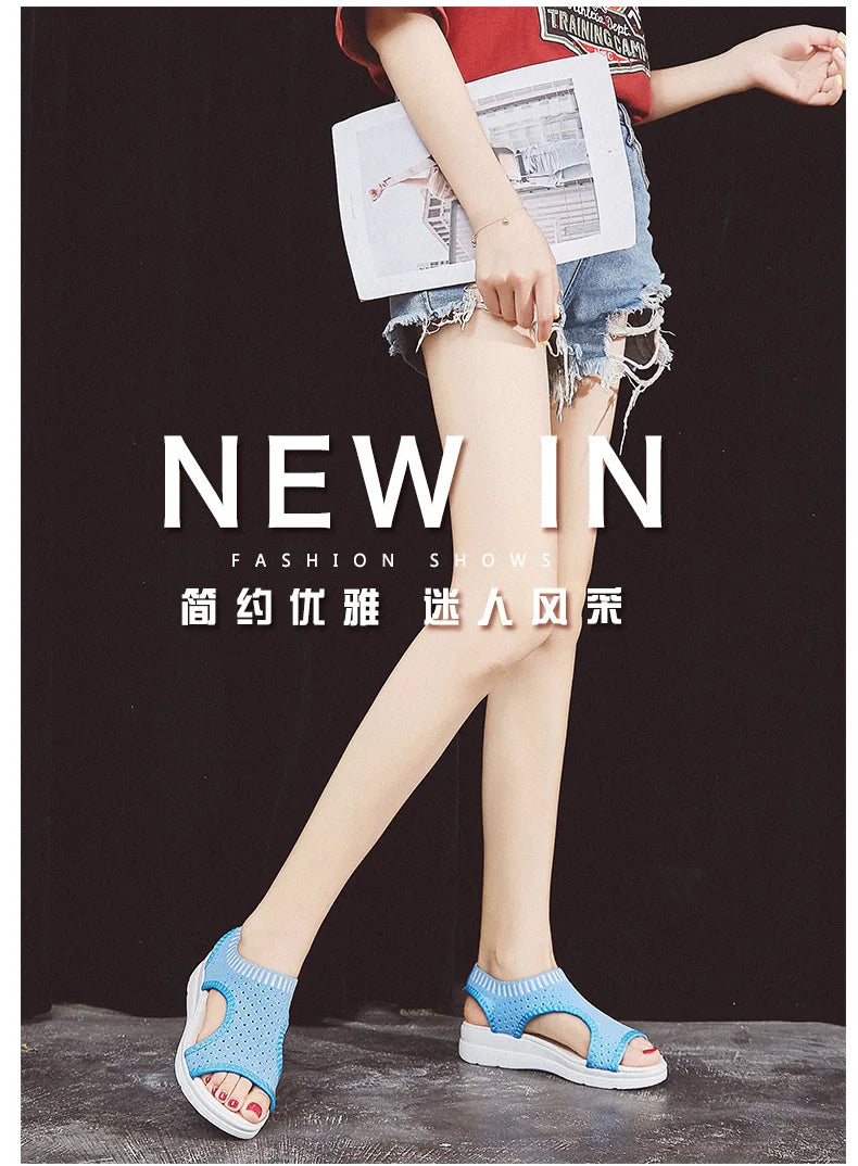 Sandals women summer  new open toed flat Roman women sandals flying woven hollow platform sports sandals flat sandals2021