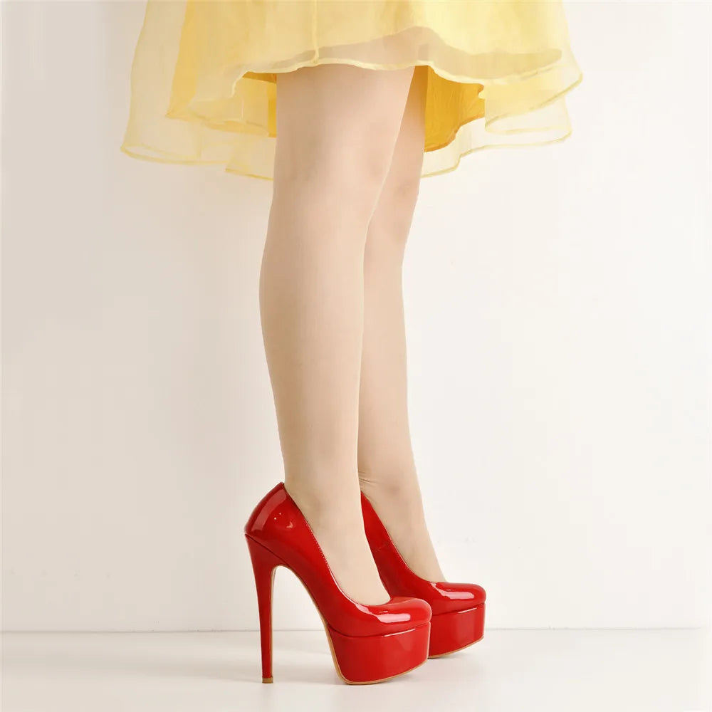 Onlymaker Women Platform Super Stiletto High Heels Pumps Round Toe Slip On Wedding Party Big Size Fashion Shoes