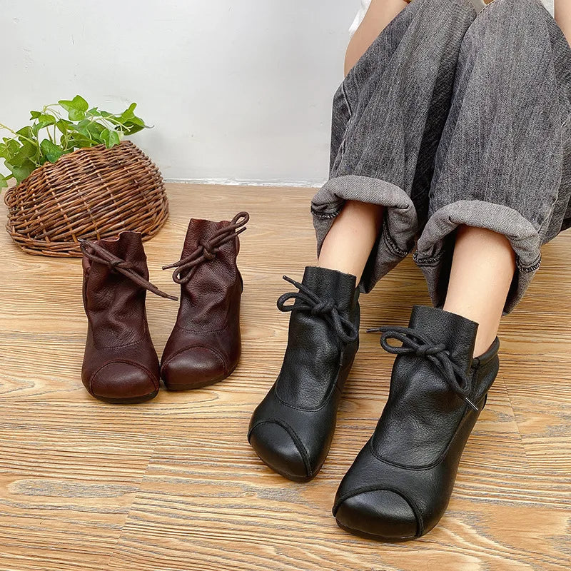 Careaymade-Genuine leather women's boots Fashion retro warm Oversized shoes cow leather Pure handmade ankle boots Casual boots