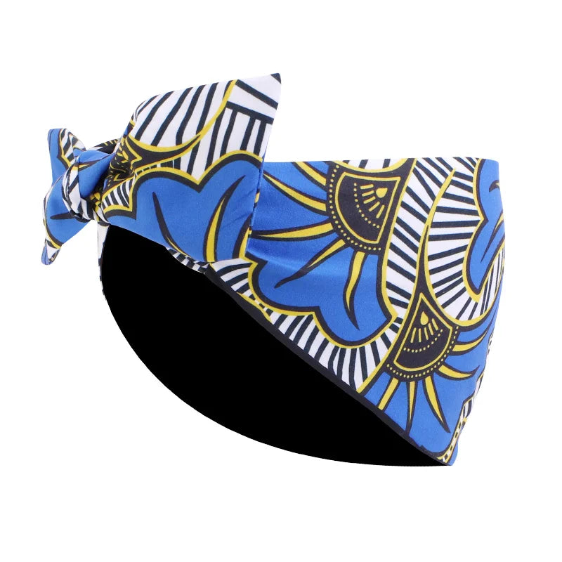 African Print Stretch Bandana Head Wrap Long Scarf Satin Floral Ankara Dashiki Women Party Turban Headwear Cap Hair Accessories