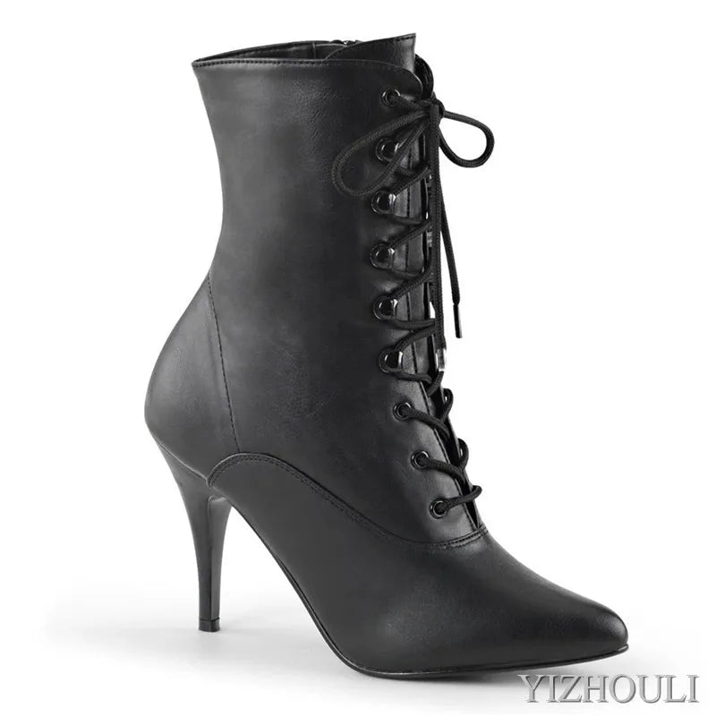 Fashion sexy knight women 8 inch high heels open toe khaki 15-20cm model pole dancing ankle boots