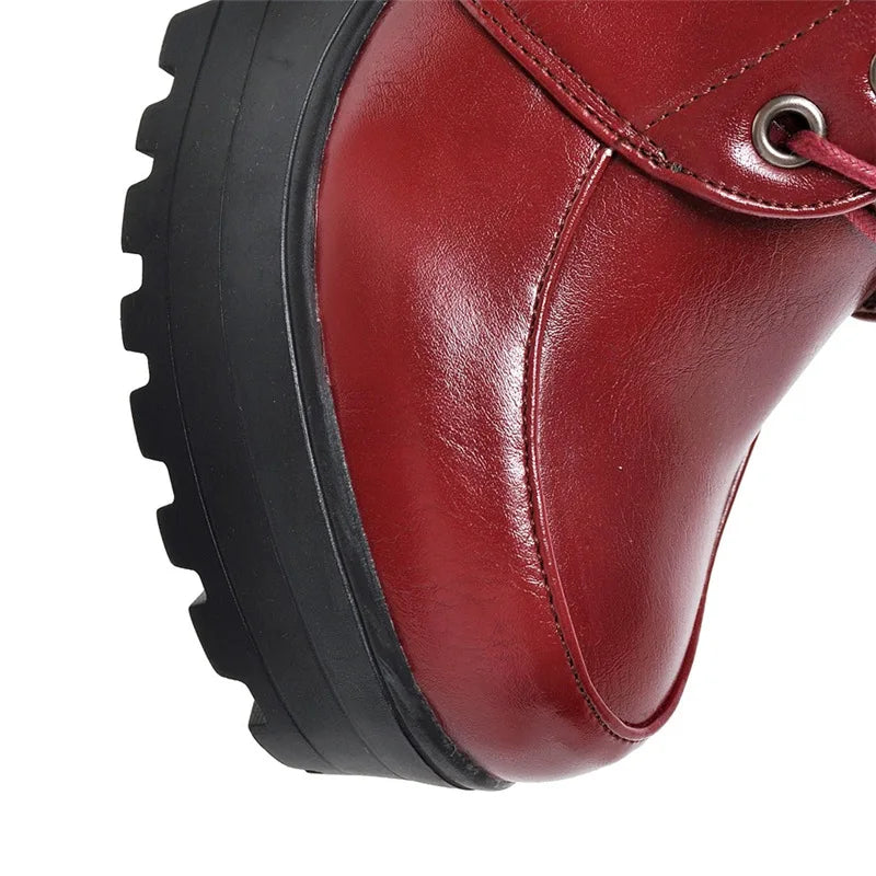 Lace Up Sexy Women's Ankle Boot Spring Autumn Fashion Platform Punk High Heels Black White Red Pumps Autumn Rubber Shoes Woman