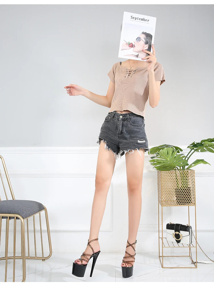 2022 Summer 15cm 17cm 20cm Transparent PVC Strap Sandals Women High Heels Platform Shoes Woman Cross Strap Sandals Big Size 43