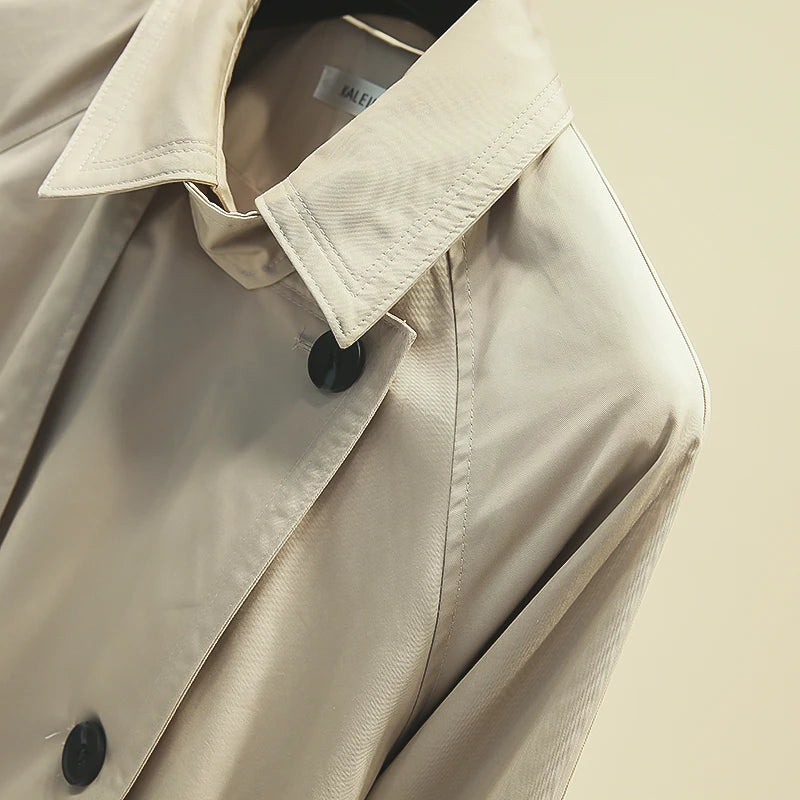 UK Brand new Fashion 2024 Fall /Autumn Casual Double breasted Simple Classic Long Trench coat with belt Chic Female windbreaker