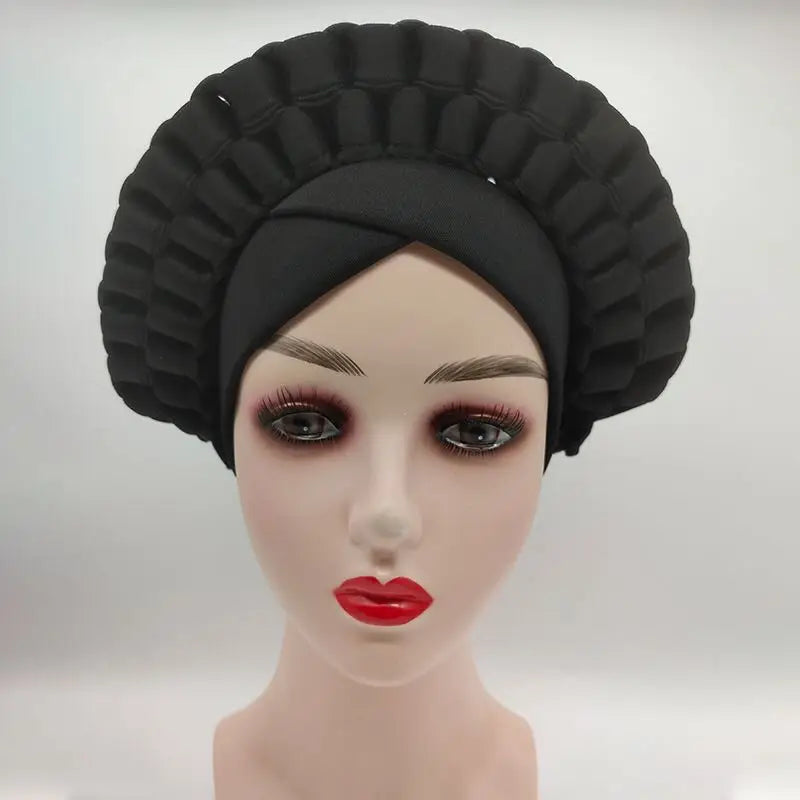 2022 Fashion African Turbans for Women Ready to Wear Auto Gele Headties Nigerian Aso Oke Head Wraps for Traditional Wedding