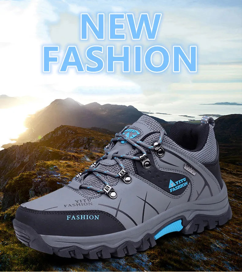 Brand New Spring Autumn Men Work Casual Shoes Men Outdoors Leather Round Toe Sneakers Men Climbing Hiking Shoes Big Size 39-47
