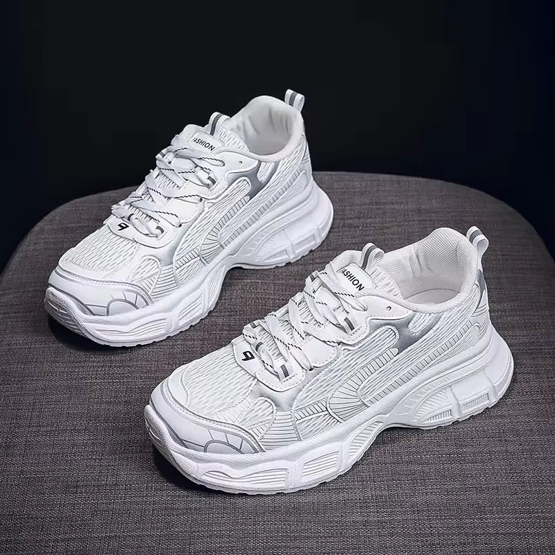 Dad's Shoes Women's New Versatile Student Thick Sole Height Increasing Sports and Leisure Breathable Running Shoes