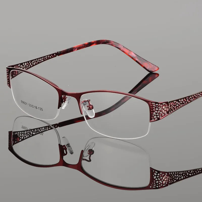 BCLEAR Elegant Half Rimless Eyeglasses Frame Optical Prescription Semi-Rim Glasses Spectacle Frame For Women's Eyewear Female BAZAARHUBO