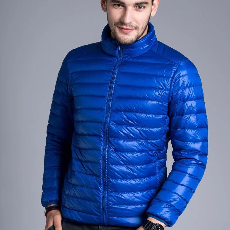 Men's Winter Warm Jackets Streetwear solid Thin Down Jacket Slim Mens Ultra Light White Duck Lightweight parka Packable Coat 5XL