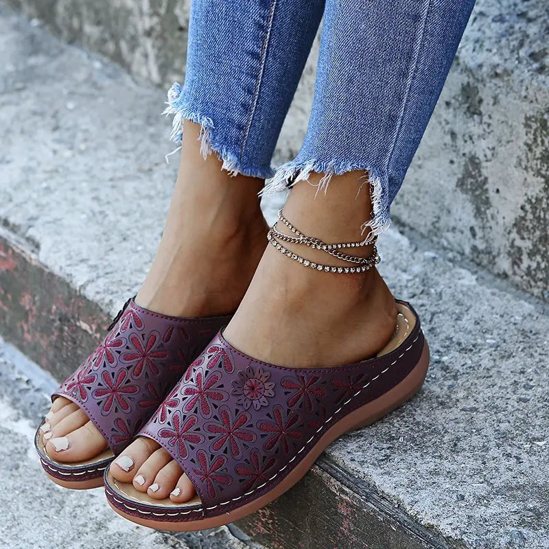 Women Slippers Summer Platform Hollow Outdoor Cool Garden Beach Shoes Woman Slip On Flip Flops Cozy Mules Zapatos Mujer