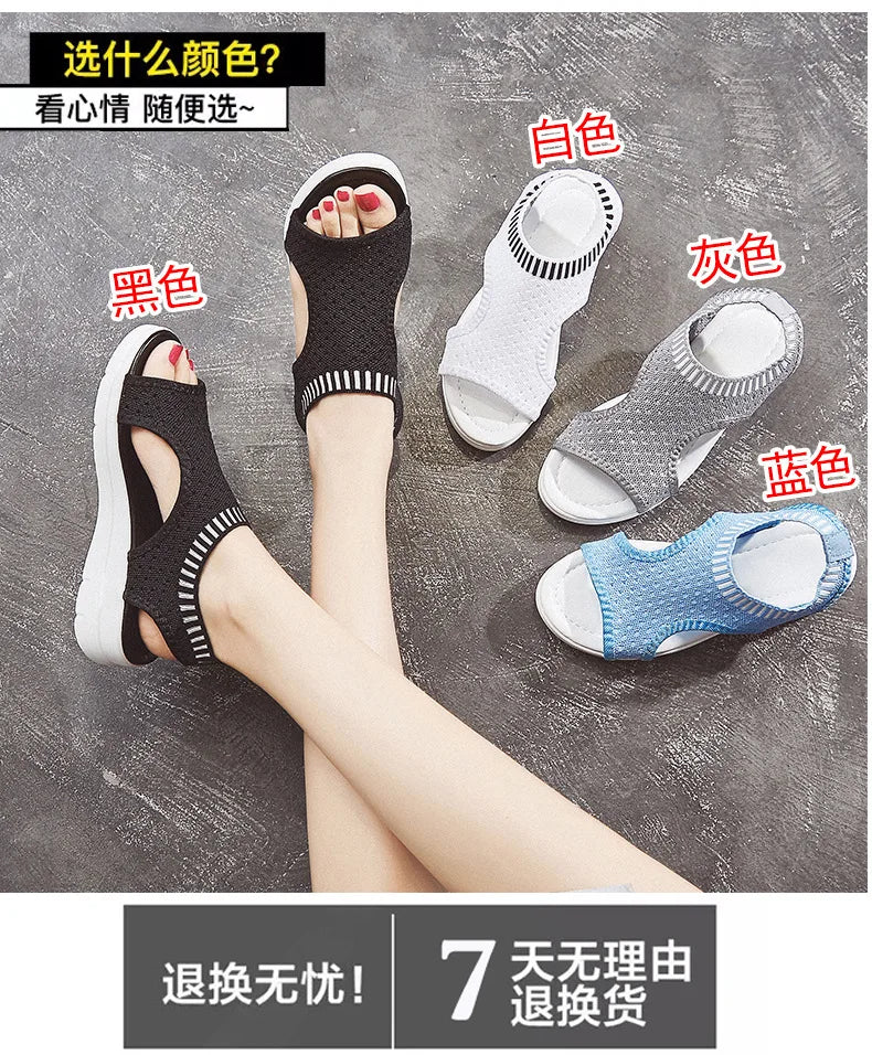 Sandals women summer  new open toed flat Roman women sandals flying woven hollow platform sports sandals flat sandals2021