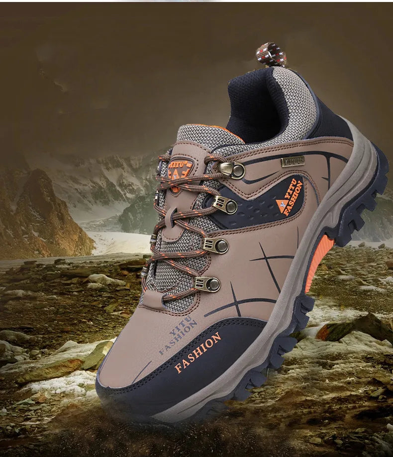 Brand New Spring Autumn Men Work Casual Shoes Men Outdoors Leather Round Toe Sneakers Men Climbing Hiking Shoes Big Size 39-47