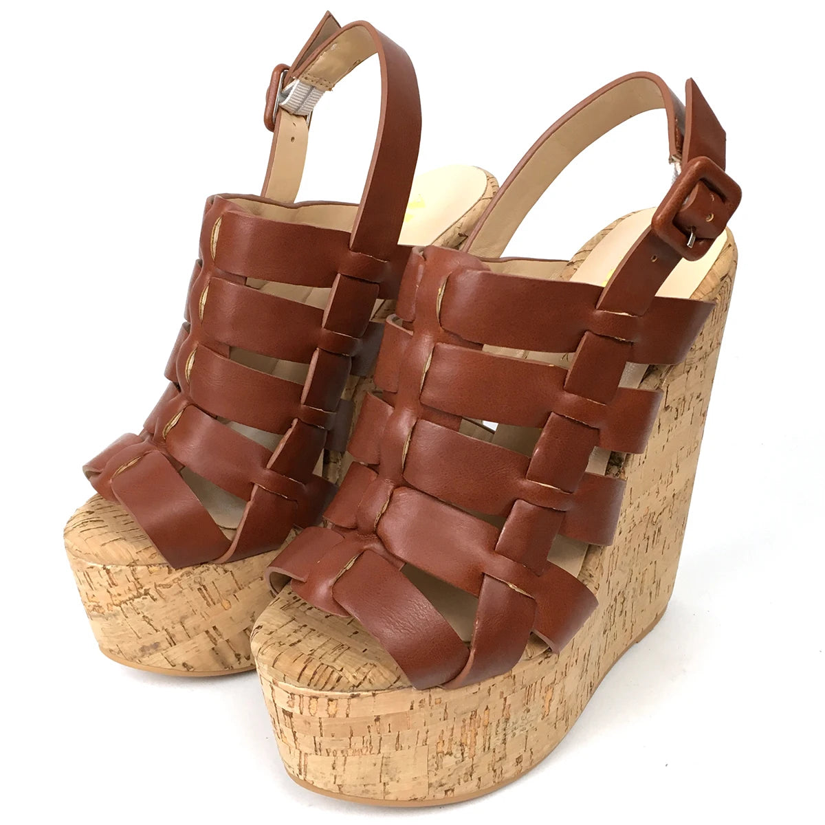 Women’s Cork Wedge Slingback Sandals – Peep Toe Cross Strap Summer Casual Shoes, Comfortable