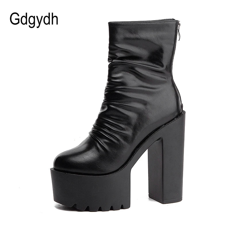 Platform Gothic Ankle Boots | Women's High Heel Short Boots