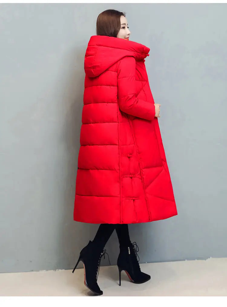 Winter Long Coat Women's 2025 Fashion New Thicken Cotton padded Warm Snow Outerwear Loose Female Windproof Hooded Jacket Parkas