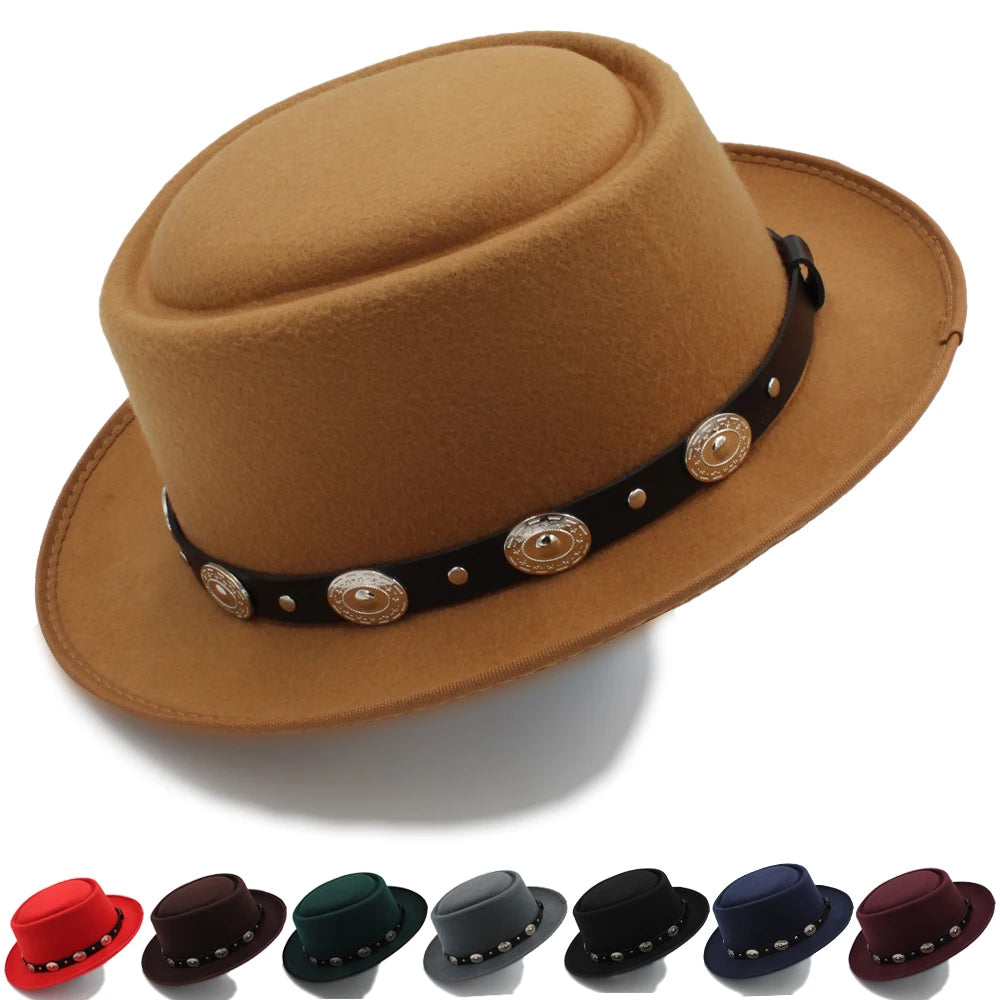 Men Women Pork Pie Hats Fedora Caps Trilby Sunhat Classical Retro Jazz Party Outdoor Travel Street Style Size US 7 1/4 UK L