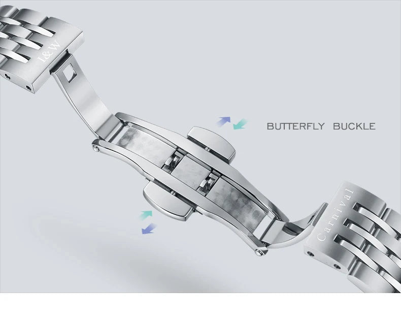 CARNIVAL Brand High-end IW Series Luxury MIYOTA Mechanical Watch for Women Stainless Steel Sapphire Mirror Automatic Watches