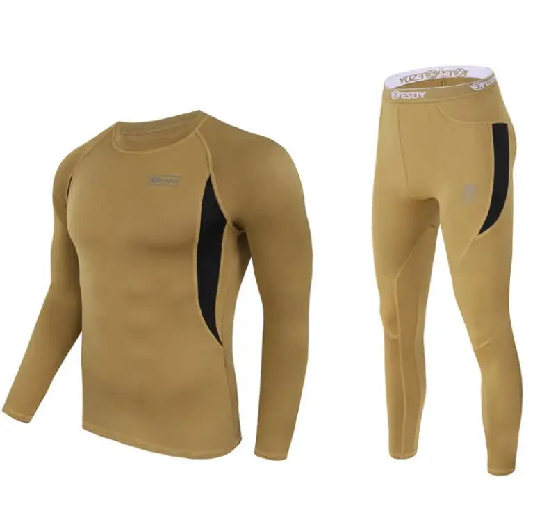 ESDY Fleece Thermal Underwear Men Autumn Winter Warm Long Johns Fitness Sports Compression Breathable Leggins Thermo Tracksuit