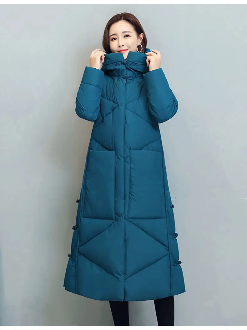 Winter Long Coat Women's 2025 Fashion New Thicken Cotton padded Warm Snow Outerwear Loose Female Windproof Hooded Jacket Parkas