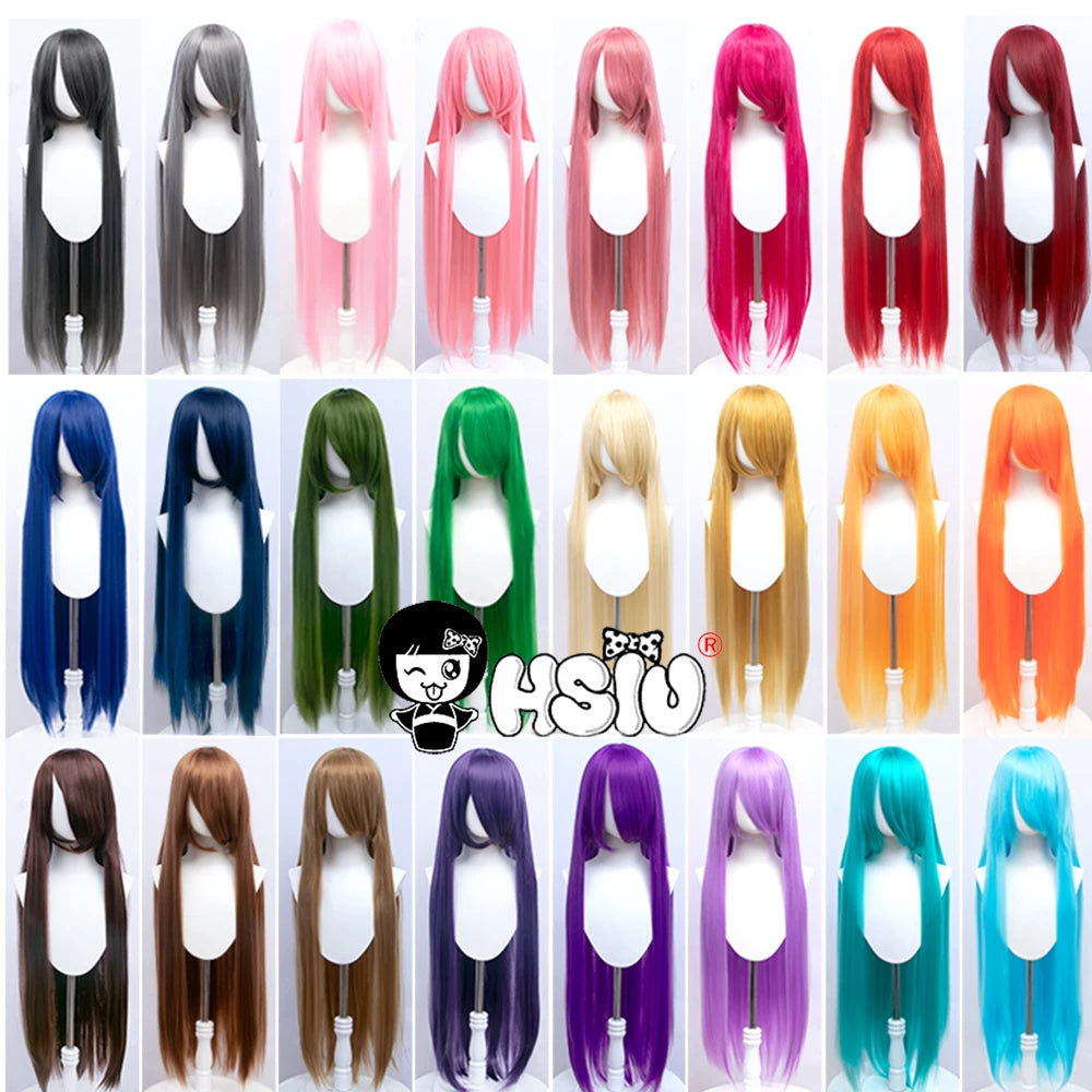 Anime New style Cosplay Long Wig「HSIU」Party Anime wigs 44 color 100cm Colourful  wig Fiber synthetic wig+Free wig cap