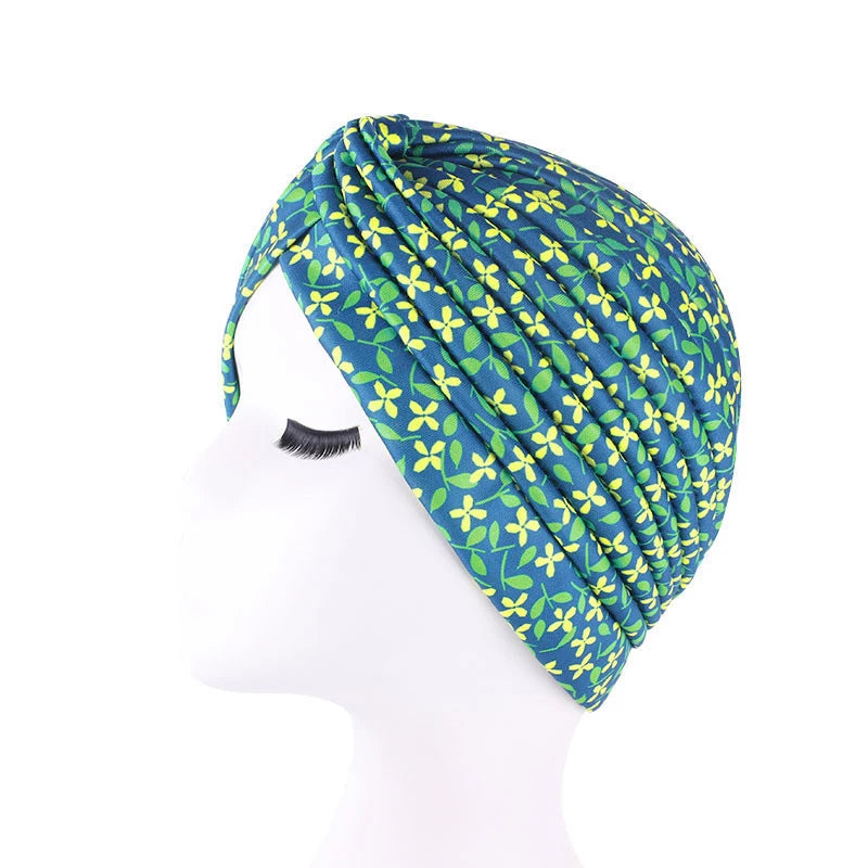 2022 New Print African Headtie Turban Cap Soft Stretch Twisted Pleated Beanie Head Wrap for Women Chemo Bonnet