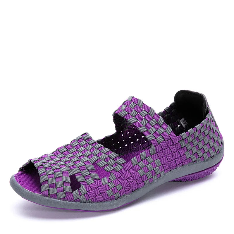 Women Flats Woven Shoes Breathable Summer Sneakers Female Casual Shoes For Walking Comfort Women Tenis Non-slip Zapatos Mujer