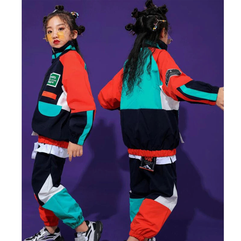 Kid Fashion Cool Hip Hop Clothing  Top Pullover Pocket Running Casual Pants for Girls Boys Jazz Dance Costume Clothes