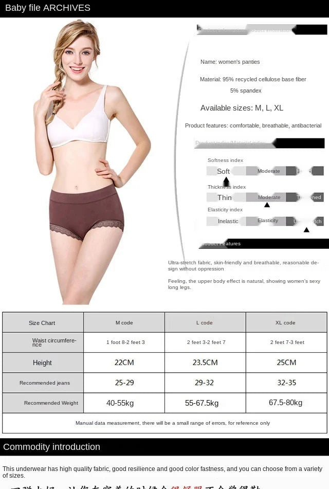 Women's Cotton Underwear Sexy Lace Panties Plus Size Fashion Solid Color  Briefs High Waist Seamless Underpants Female Lingerie