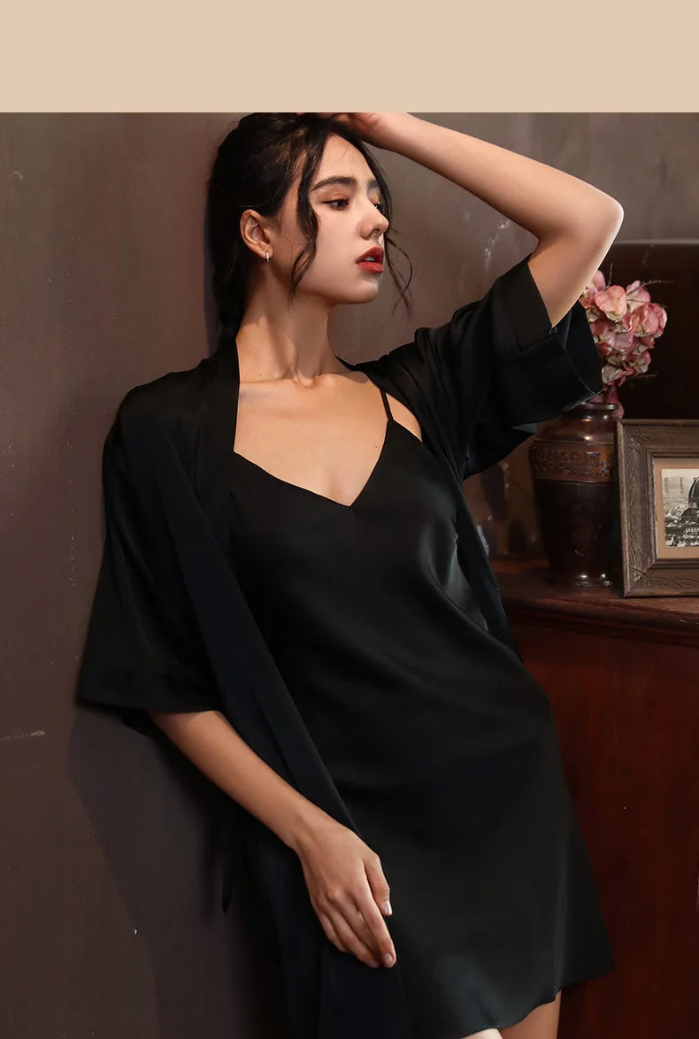 Nightgowns Women Soft V-neck Satin Sleeveless Sleepshirts Summer Sexy Sleepwear Lingerie Korean Style Fashion Nightdress Female