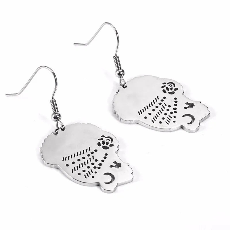 Stainless Steel African Woman Head Portrait Drop Earrings Democratic Culture Women's Jewellery