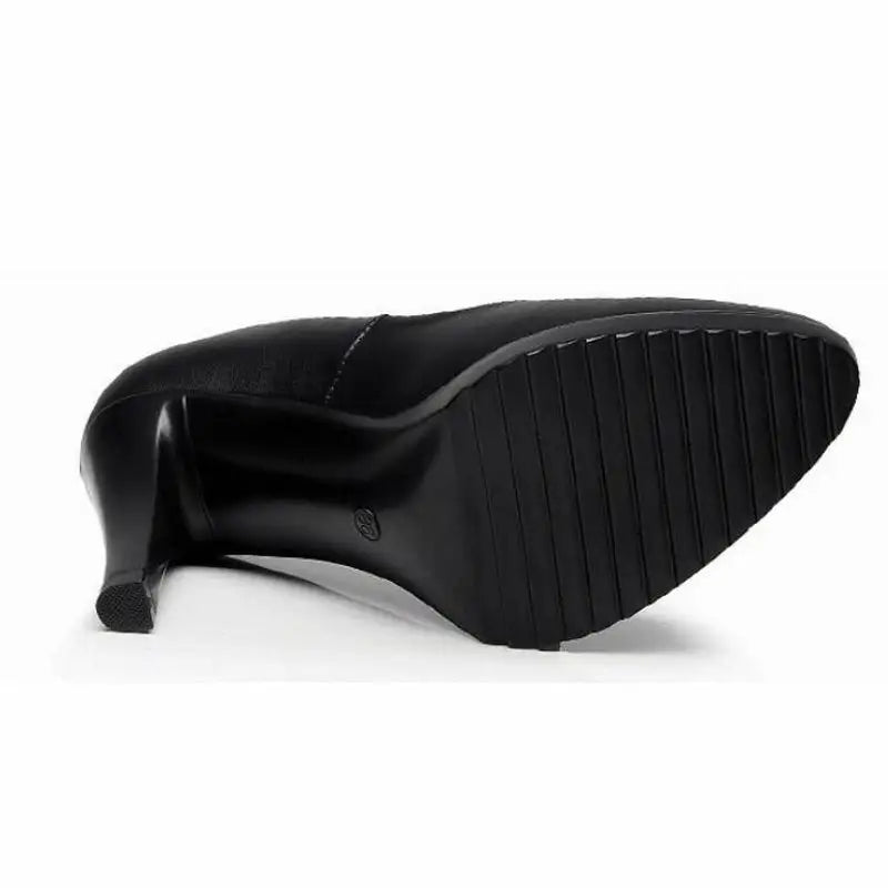 GKTINOO Leather Shoes Women Pointed Toe Pumps Sapato feminino High Heels Shallow Fashion Black Work Shoe Plus Size 33-43