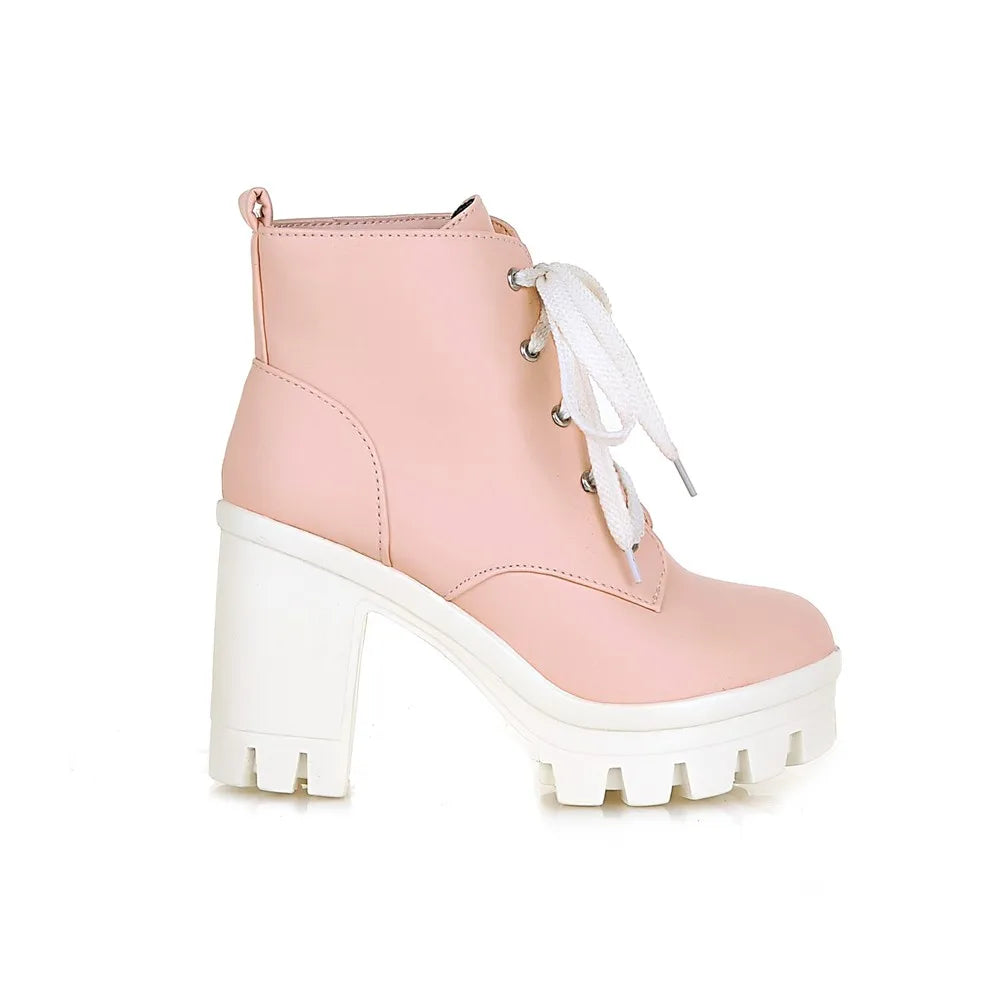 MORAZORA 2024 New Fashion sexy women's ankle boots lace up high heels Punk platform Women autumn winter snow boots ladies shoes