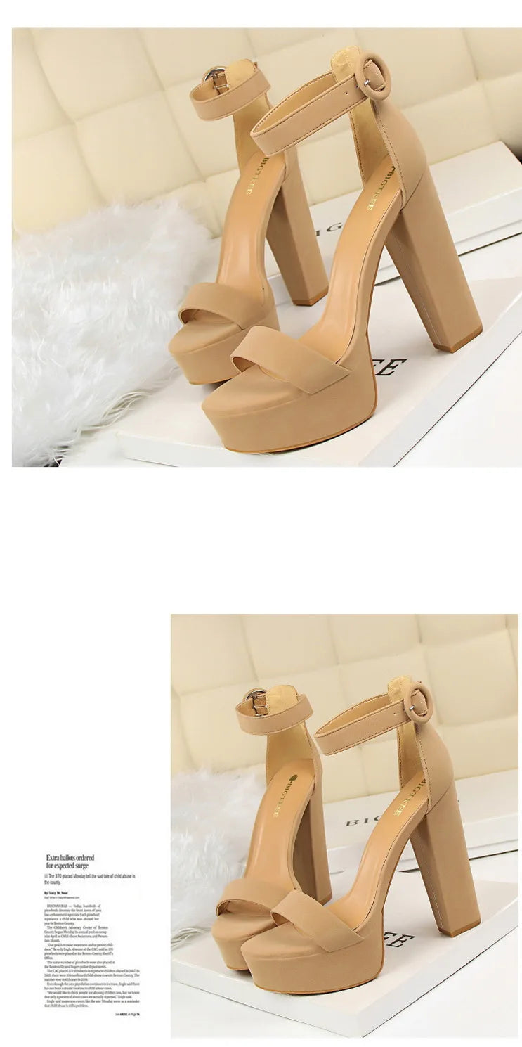 BIGTREE Shoes Women Pumps High Heels Shoes Women Heels Sexy Block Heels Fashion Women Sandals Platform Buckle New Ladies Shoes