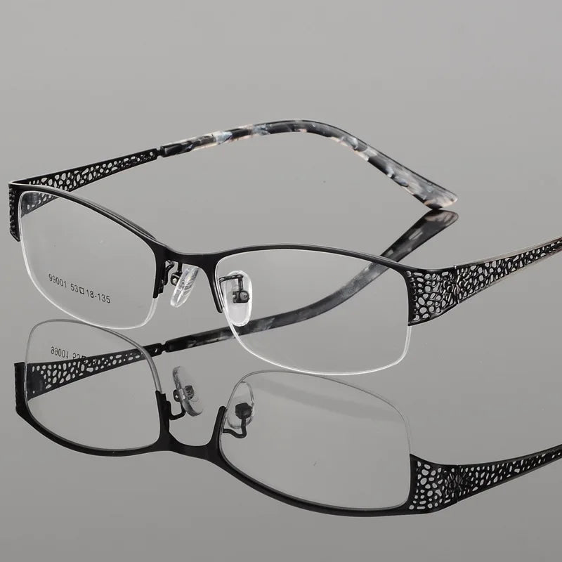 BCLEAR Elegant Half Rimless Eyeglasses Frame Optical Prescription Semi-Rim Glasses Spectacle Frame For Women's Eyewear Female BAZAARHUBO