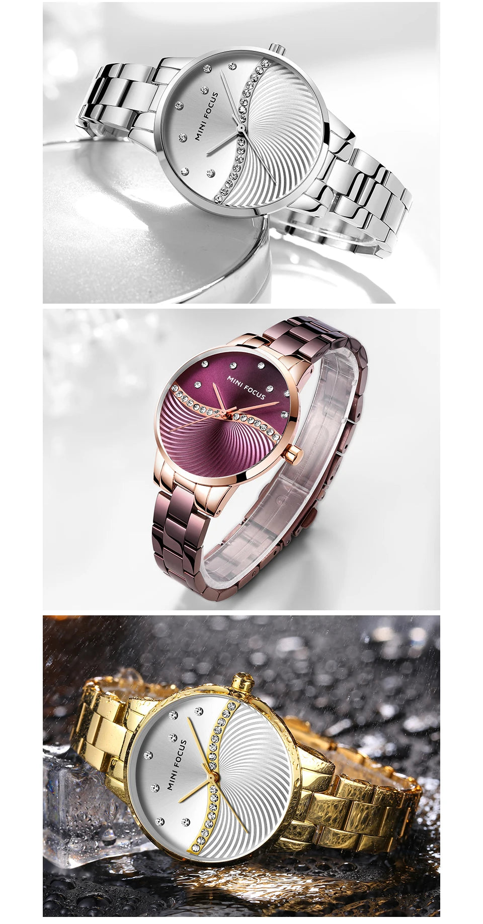 MINI FOCUS Womens Watches Top Brand Luxury Ladies Ultra Thin Watch Stainless Steel Waterproof Clock Quartz Wristwatch Woman 0263