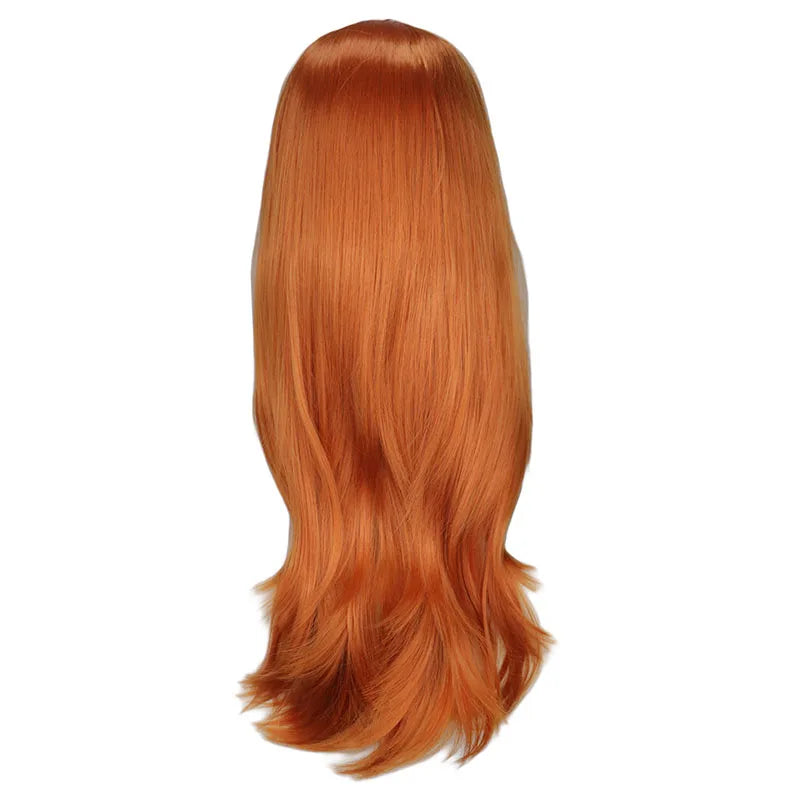 QQXCAIW Long Wavy Cosplay Wig Red Green Purple Pink Black Blue Sliver Gray Blonde Brown 70 Cm Synthetic Hair Wigs