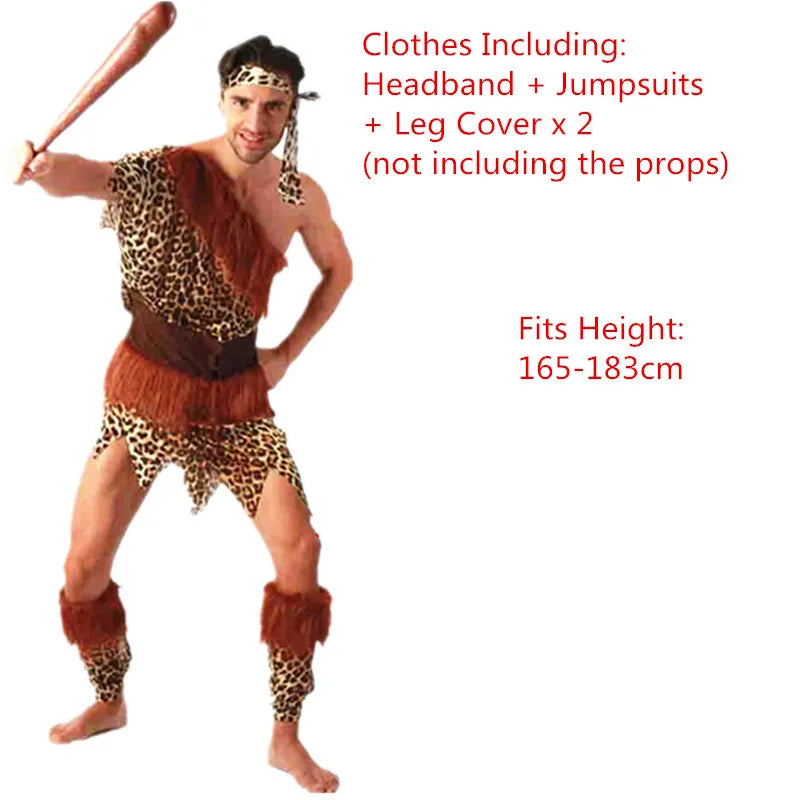 Men Women African Original  Savage Costume Adults Wildman Cosplay Costumes  Carnival Dress Party Decor Halloween