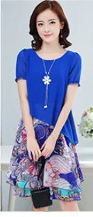 Women's Dress Set 2 piece Suit Girl Summer Chiffon Long Korean Blouse  Floral set for Beach Daily Japanese ouc2506