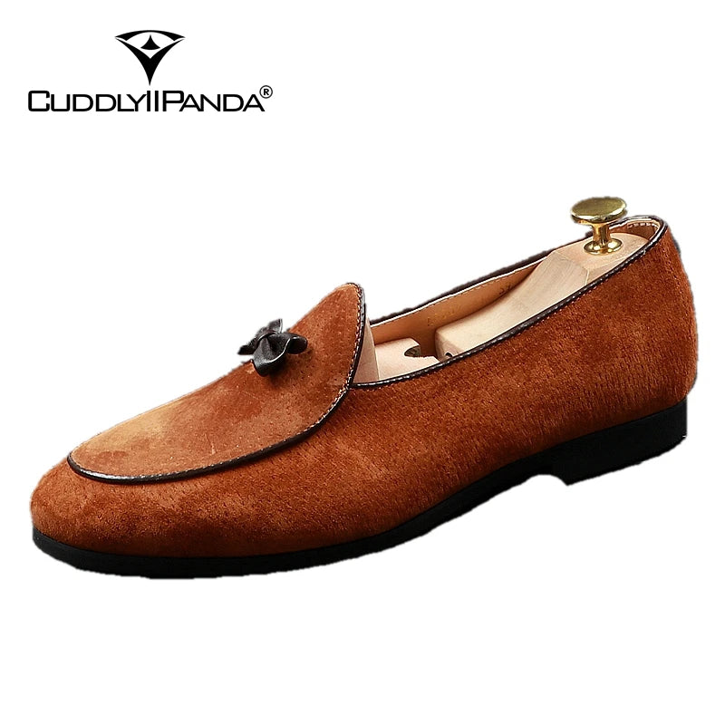 CuddlyIIPanda Men Fashion Casual Loafers Summer Pointed Toe Breathable Driving Shoes Male Butterfly-knot Wedding Dress Shoes