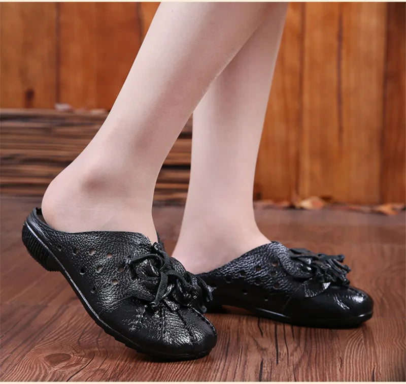 CEYANEAONew national wind fashion women's sandals summer retro skeleton hollow leather shoes selling handmade flowerscasualshoes