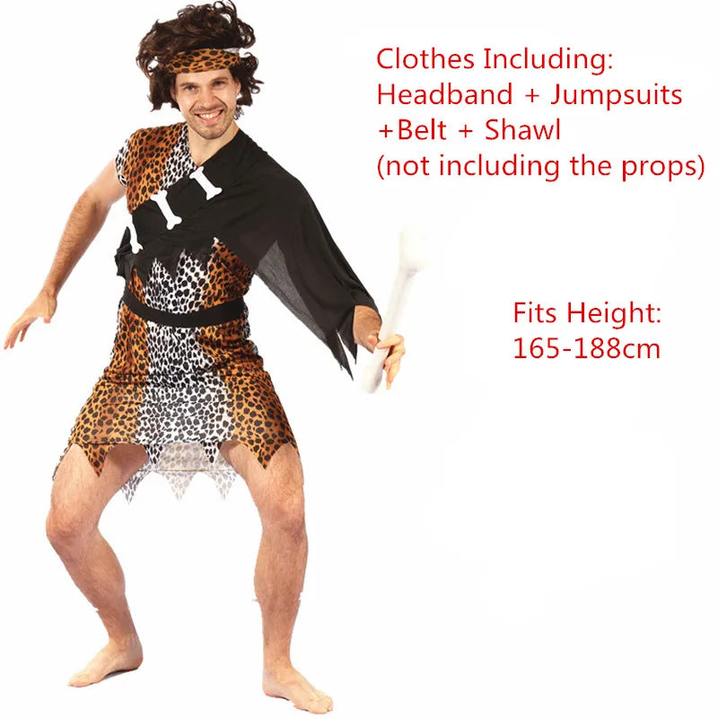 Men Women African Original  Savage Costume Adults Wildman Cosplay Costumes  Carnival Dress Party Decor Halloween