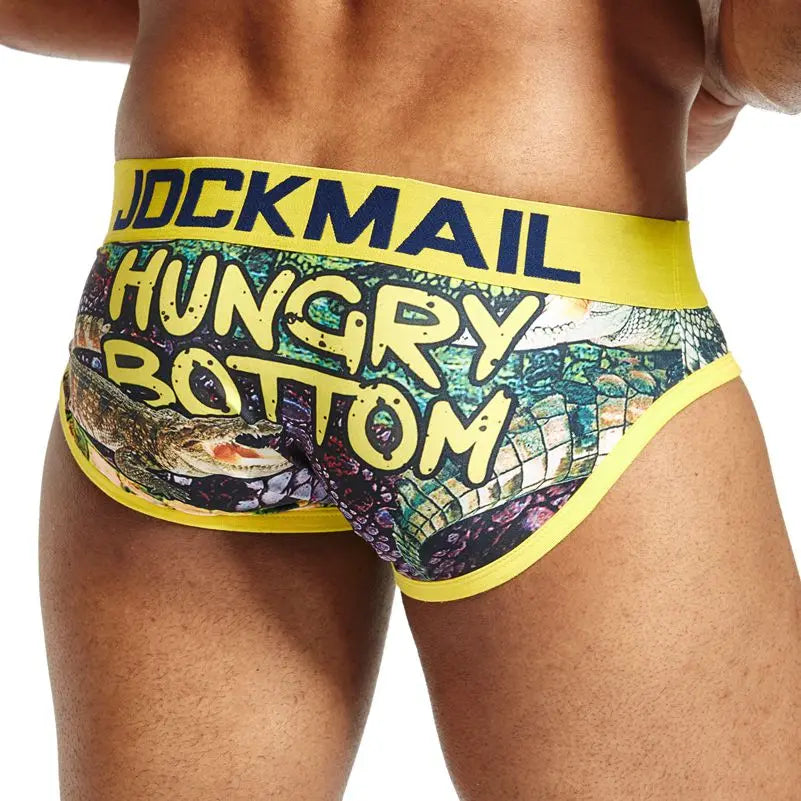 Animal Cartoon Print Men Underwear Nylon Ice Silk Sexy Men Briefs Breathable Slip Cueca Gay Male Panties Underpants Briefs