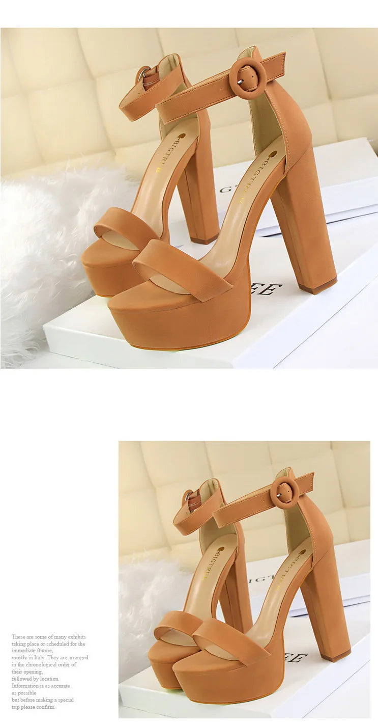 BIGTREE Shoes Women Pumps High Heels Shoes Women Heels Sexy Block Heels Fashion Women Sandals Platform Buckle New Ladies Shoes