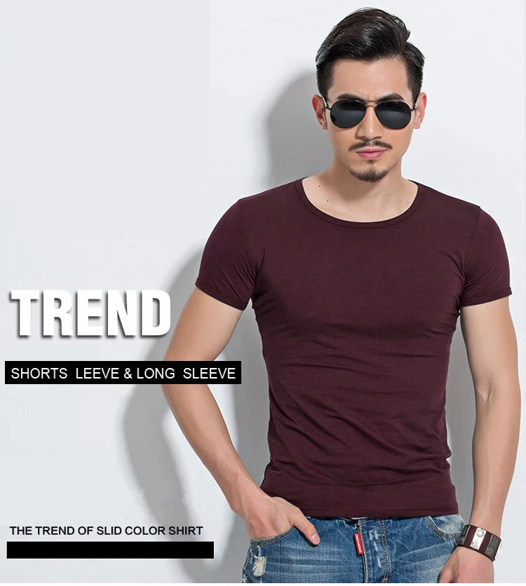Men's T Shirt Short Sleeve Men T-Shirt O-Neck Slim Solid Color Half Sleeved Man Tops Tee Shirt 2026 MRMT Men T Shirt Clothing